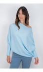 Amazing Woman Crystal Blue Emilie Crystal Blue Asymmetric Draped Jumper  