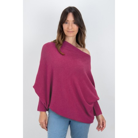Amazing Woman Emilie Fuchsia Asymmetric Draped Jumper - Pink