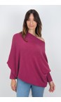 Amazing Woman Fuchsia Emilie Fuchsia Asymmetric Draped Jumper  