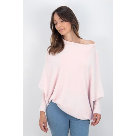 Amazing Woman Emilie Pale Pink Asymmetric Draped Jumper - Pink