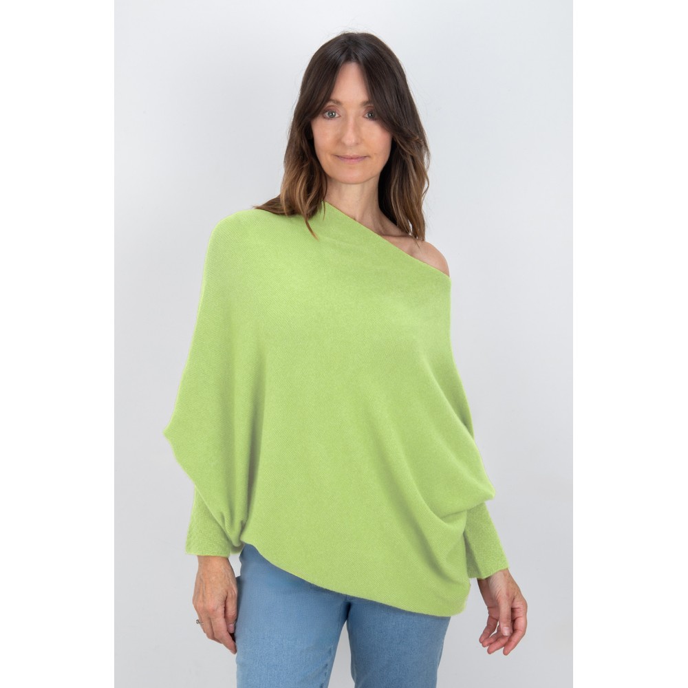 Amazing Woman Emilie Summer Lime Asymmetric Draped Jumper Summer Lime