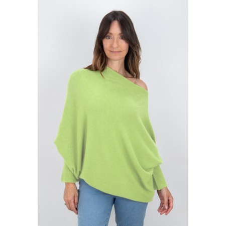Amazing Woman Emilie Summer Lime Asymmetric Draped Jumper - Green