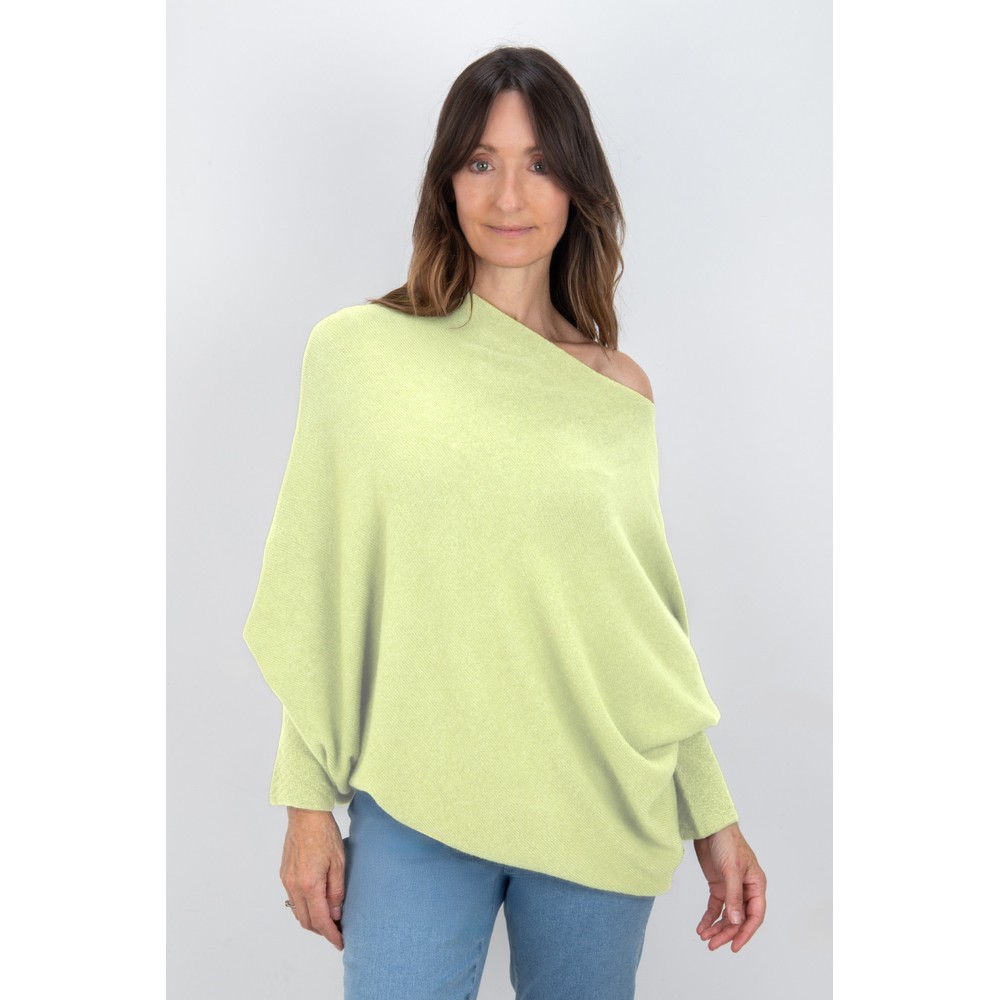 Amazing Woman Emilie Leek Asymmetric Draped Jumper Leek
