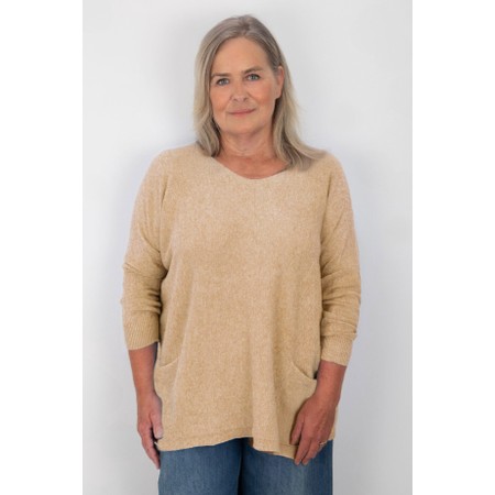Amazing Woman Caryf X Latte Shake Round Neck Oversized Jumper - Beige