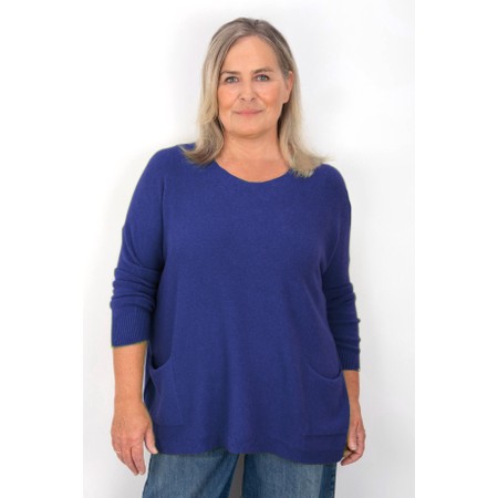 Amazing Woman Caryf X Light Navy Round Neck Oversized Jumper - Blue
