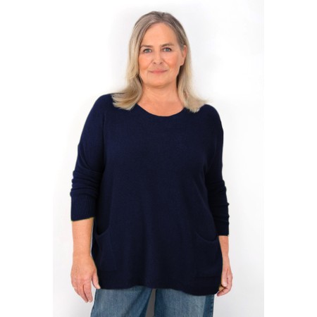 Amazing Woman Caryf X Navy Round Neck Oversized Jumper - Blue