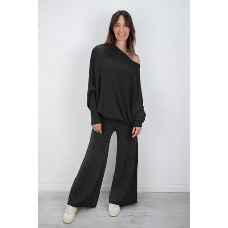 Amazing Woman Colette Charcoal Supersoft Knit Trousers - Black