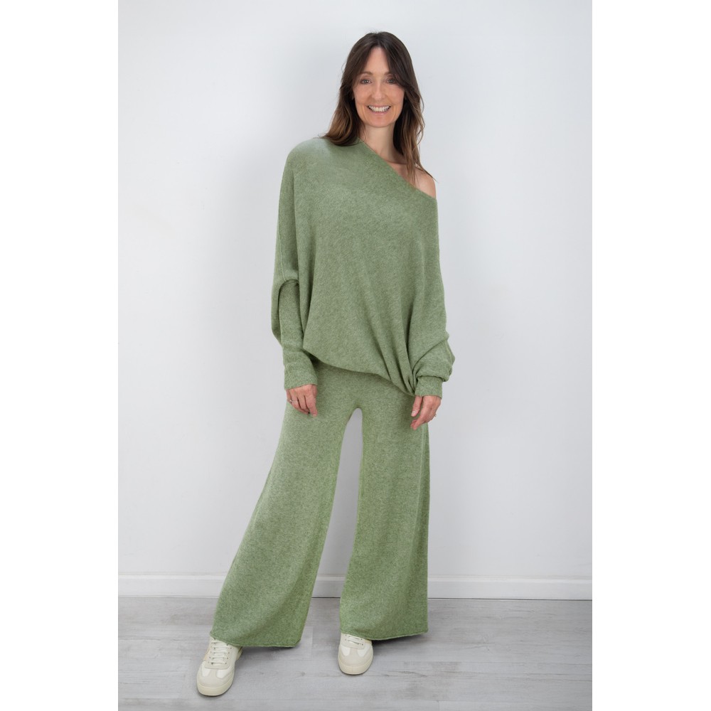 Amazing Woman Colette Olive Supersoft Knit Trousers Olive