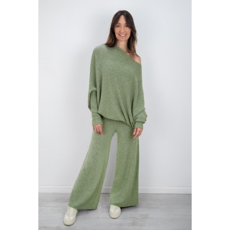 Amazing Woman Colette Olive Supersoft Knit Trousers - Green