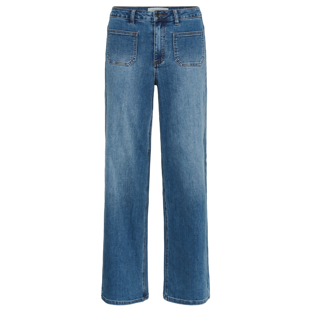 KAFFE Abrook Med Blue Regular Fit Wide Leg Jean Med Blue