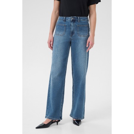 KAFFE Abrook Med Blue Regular Fit Wide Leg Jean - Blue