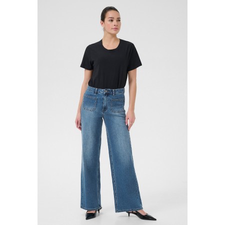 KAFFE Abrook Med Blue Regular Fit Wide Leg Jean - Blue