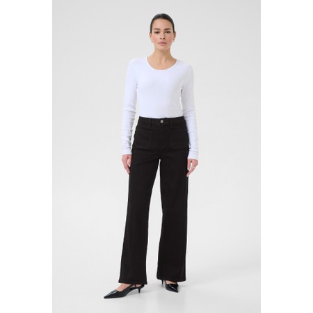 KAFFE Abrook Black Regular Fit Wide Leg Jean - Black