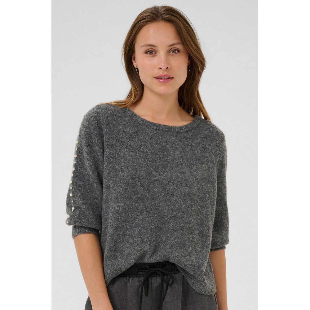 KAFFE Abetty Grey Knit Pullover Grey Mel