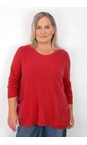 Amazing Woman Red Caryf X Red Round Neck Oversized Jumper  