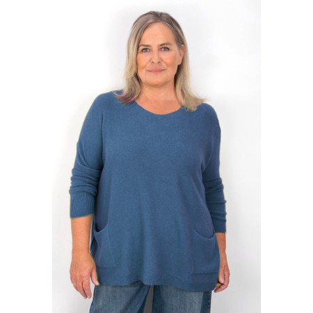 Amazing Woman Caryf X Summer Blue Round Neck Oversized Jumper - Blue