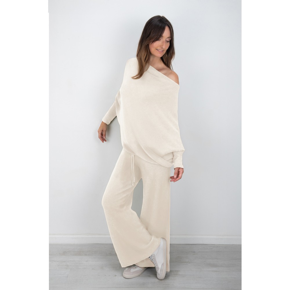 Amazing Woman Colette Ivory Supersoft Knit Trousers Ivory