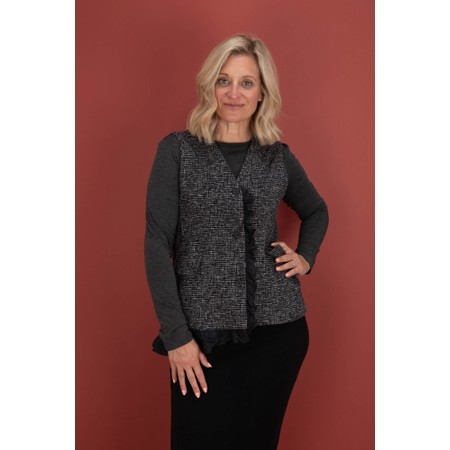 Mama B Gevda JF Jacquard Frill Waistcoat - Black