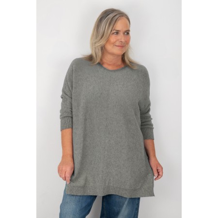 Amazing Woman Cassi X Grey Marl Round Neck Front Seam Knit - Grey