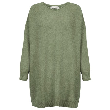Amazing Woman Cassi X Olive Round Neck Front Seam Knit - Green
