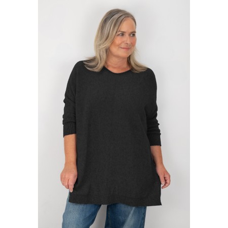 Amazing Woman Cassi X Charcoal Round Neck Front Seam Knit - Black