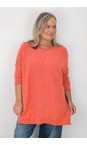 Amazing Woman Summer Orange Cassi X Summer Orange Round Neck Front Seam Knit  