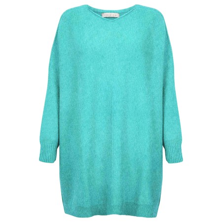 Amazing Woman Cassi X Summer Turquoise Round Neck Front Seam Knit - Turquoise
