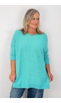 Amazing Woman Summer Turquoise Cassi X Summer Turquoise Round Neck Front Seam Knit  