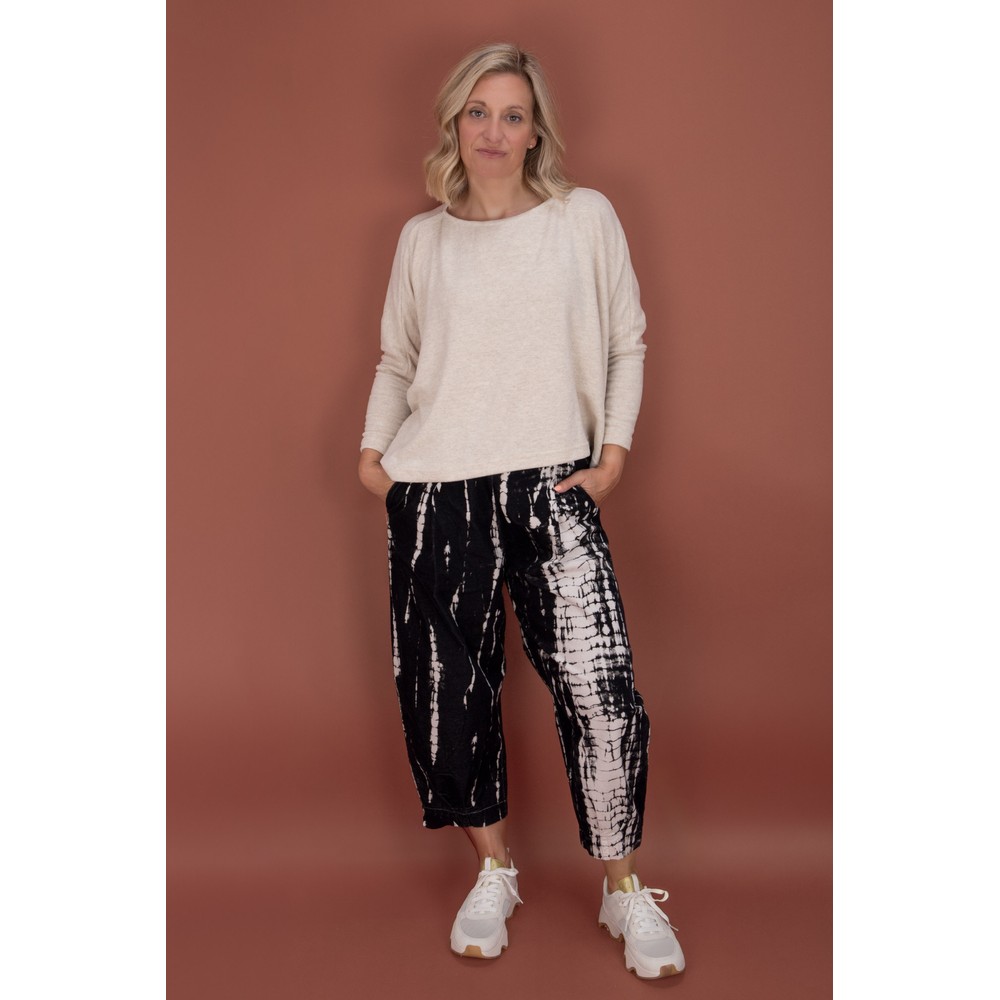 Mama B Bianco PR Nero Velvet Print Trouser Nero