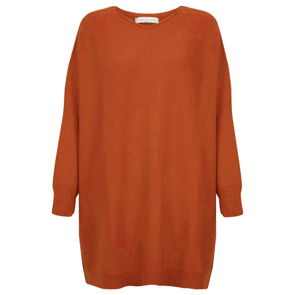 Amazing Woman Cassi X Burnt Orange Round Neck Front Seam Knit Burnt Orange