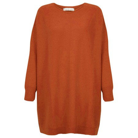 Amazing Woman Cassi X Burnt Orange Round Neck Front Seam Knit - Orange