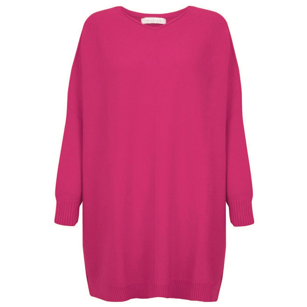 Amazing Woman Cassi X Cerise Round Neck Front Seam Knit Cerise