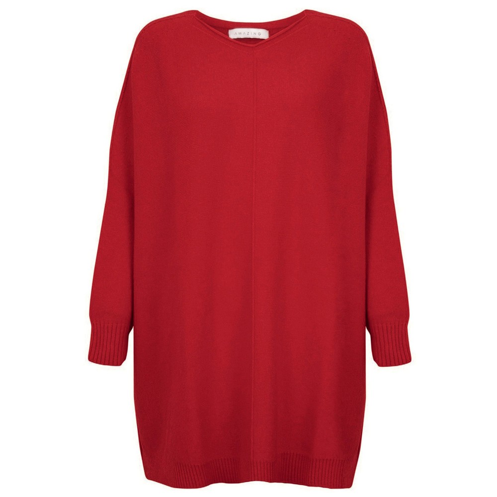 Amazing Woman Cassi X Berry Red Round Neck Front Seam Knit Berry Red