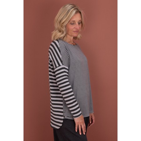 Mama B Virgi Relaxed Stripe Riga Antracite Top - Grey