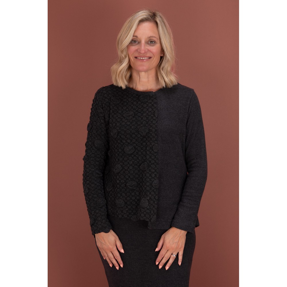 Mama B Deva Oversize Insert Knit Top Antracite