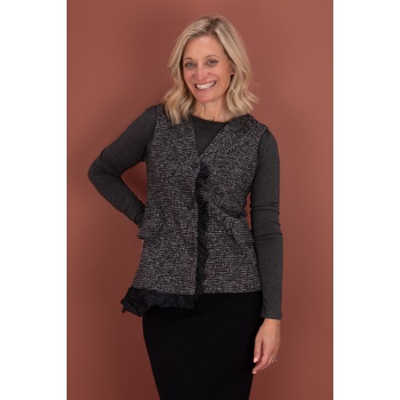 Mama B Gevda JF Jacquard Frill Waistcoat - Black