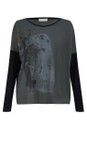 Naya Forest / Black Naya Forest And Black Contrast Placement Print Top  