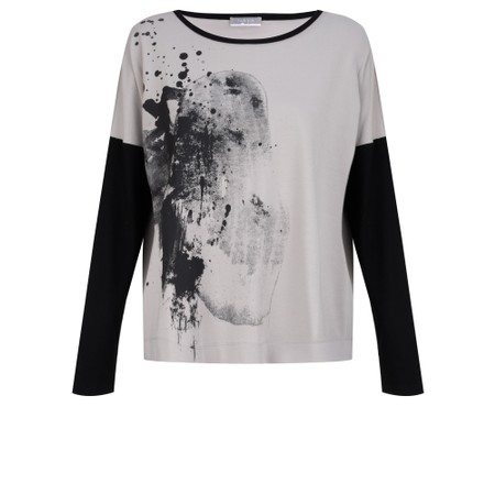 Naya Naya Taupe And Black Contrast Placement Print Top - Beige