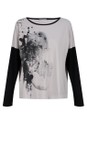 Naya Taupe / Black Naya Taupe And Black Contrast Placement Print Top  