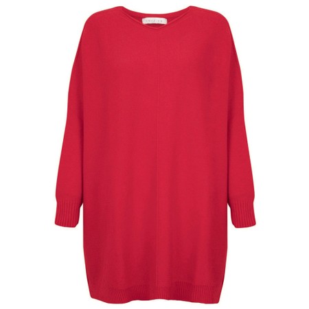 Amazing Woman Cassi X Coral Red Round Neck Front Seam Knit - Red