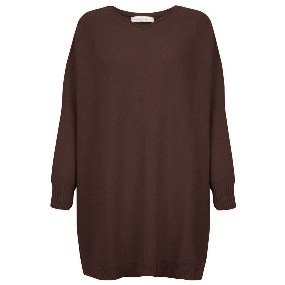Amazing Woman Cassi X Espresso Round Neck Front Seam Knit Espresso