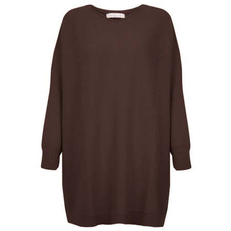 Amazing Woman Cassi X Espresso Round Neck Front Seam Knit - Brown