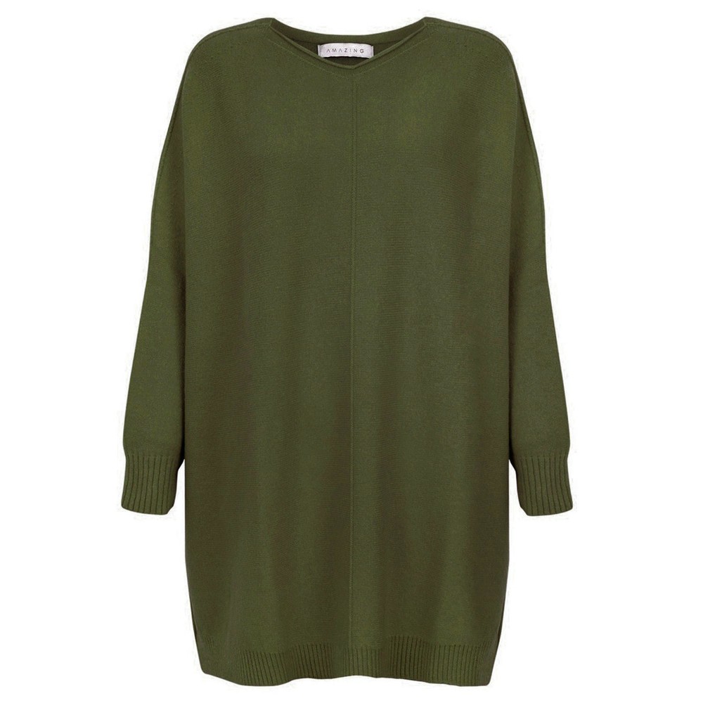 Amazing Woman Cassi X Musch Olive Round Neck Front Seam Knit Musch Olive 