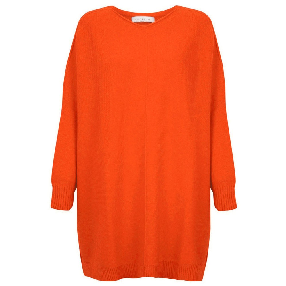 Amazing Woman Cassi X Orange Round Neck Front Seam Knit Orange