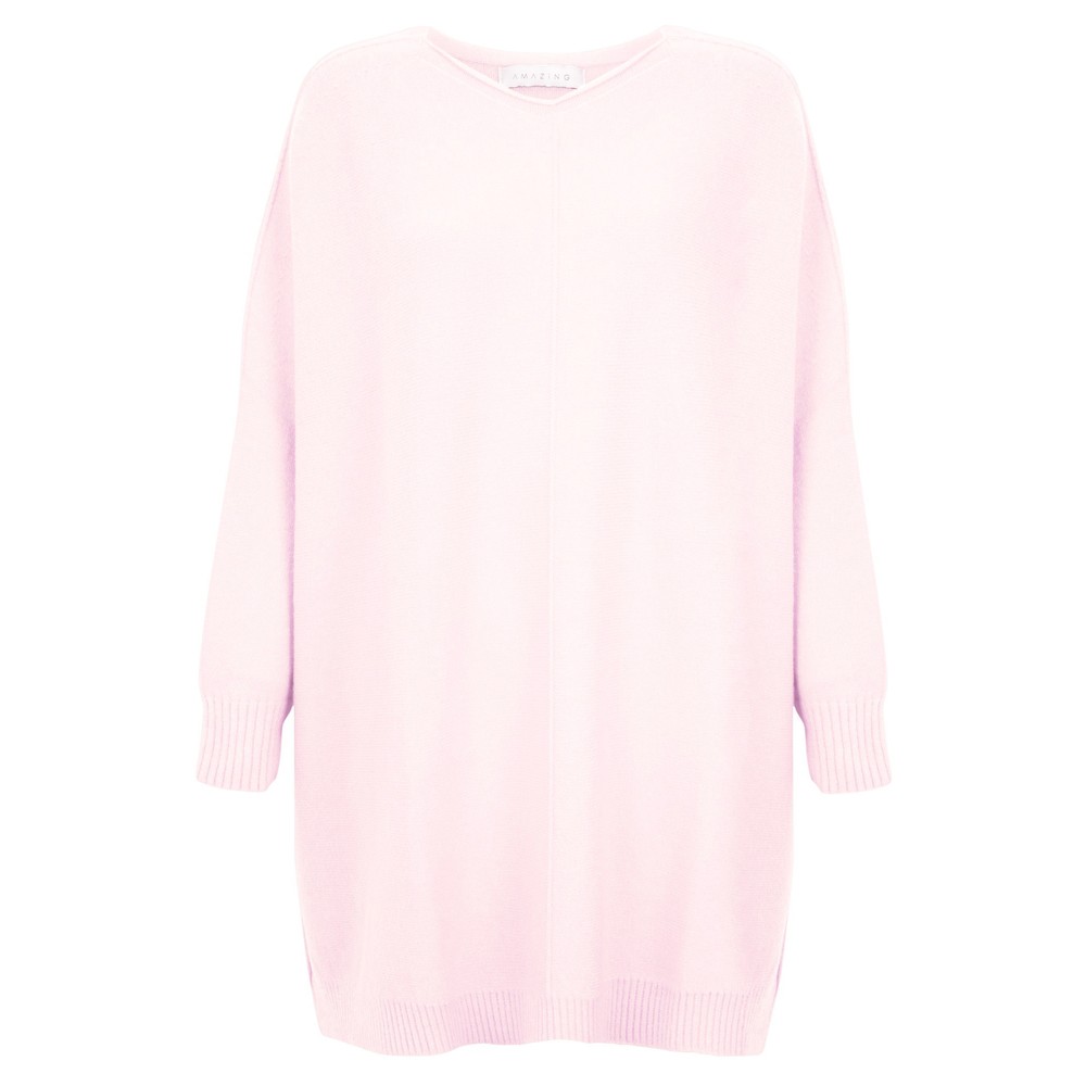 Amazing Woman Cassi X Pale Pink Round Neck Front Seam Knit Pale Pink