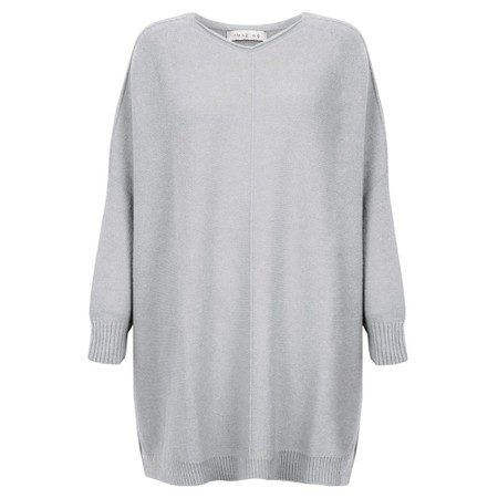 Amazing Woman Cassi X Silver Round Neck Front Seam Knit - Metallic