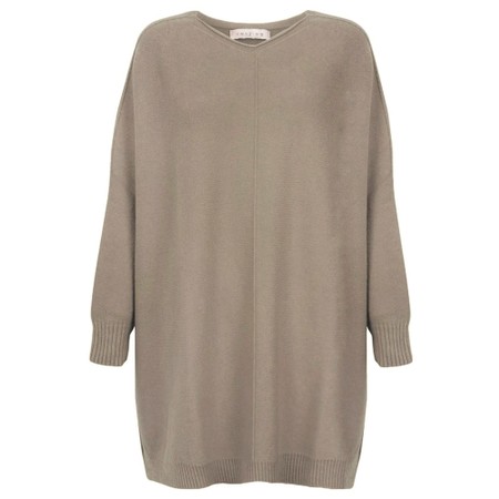 Amazing Woman Cassi X Smoke Round Neck Front Seam Knit - Beige