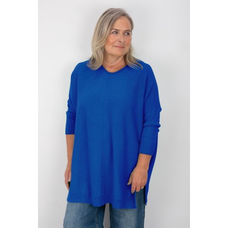 Amazing Woman Cassi X Blusa Blue Round Neck Front Seam Knit - Blue