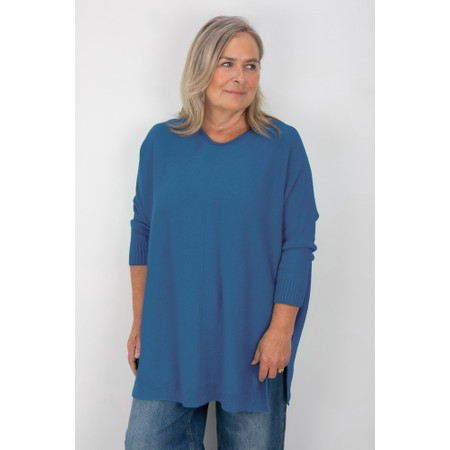Amazing Woman Cassi X Summer Blue Round Neck Front Seam Knit - Blue