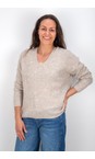 Mos Mosh 174 Feather Gray Thora Feather Grey V-Neck Knit Jumper  